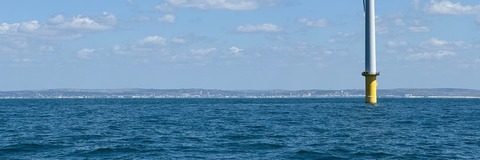 Brighton & Hove pictured off the coast at Rampion Wind Farm.