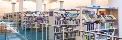 Books on shelves at Jubilee Library