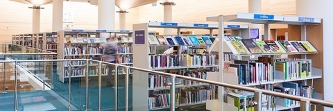 Books on shelves at Jubilee Library