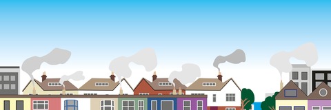 smoke from building chimneys
