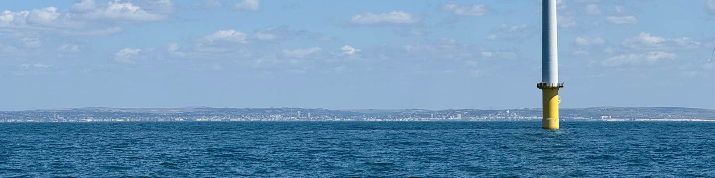 Brighton & Hove photographed from the Rampion Wind Farm.