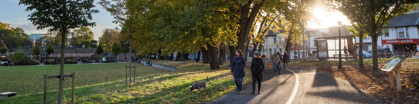 A photo of people walking at the Level