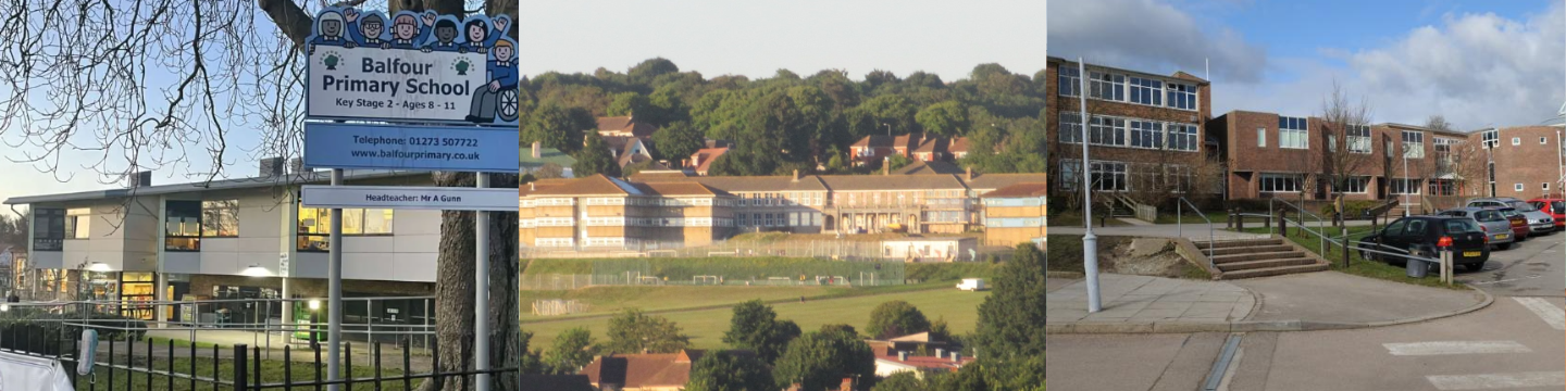 A picture showing the front of Varndean School, Balfour Primary School and Dorothy Stringer.