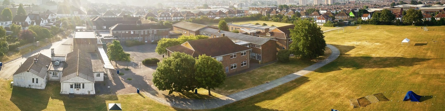 Aerial drone shot of Hove Park School (Nevill Campus).