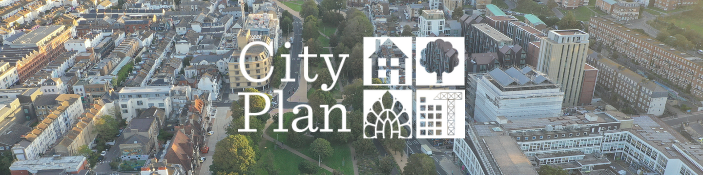 An image showing an aerial image of Brighton showing some buildings and green space along Valley Gardens
