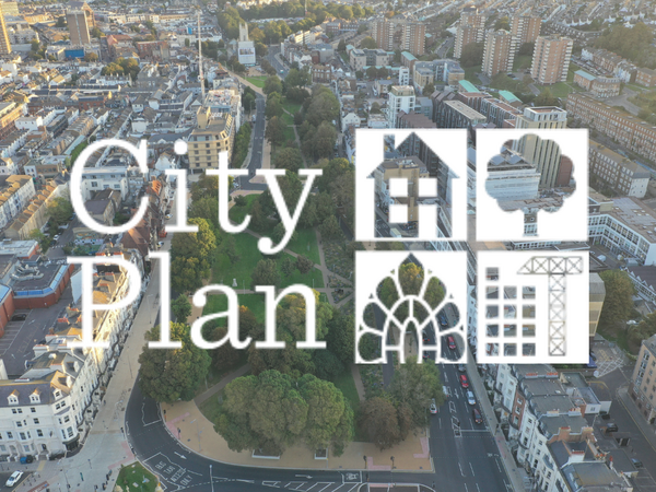 An image showing an aerial image of Brighton showing some buildings and green space along Valley Gardens