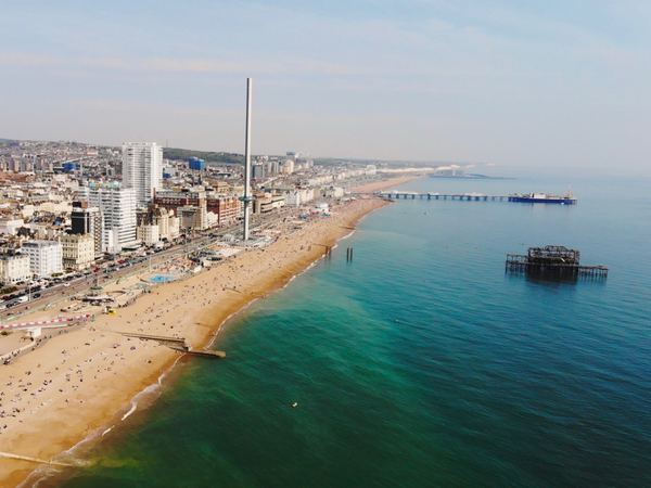 Aerial view of the seafront.