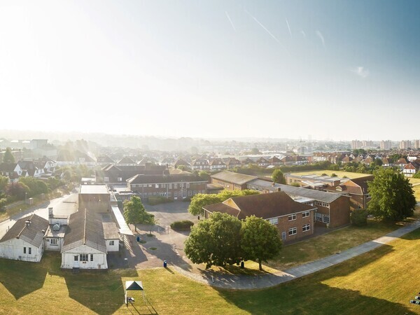 Aerial drone shot of Hove Park School (Nevill Campus).