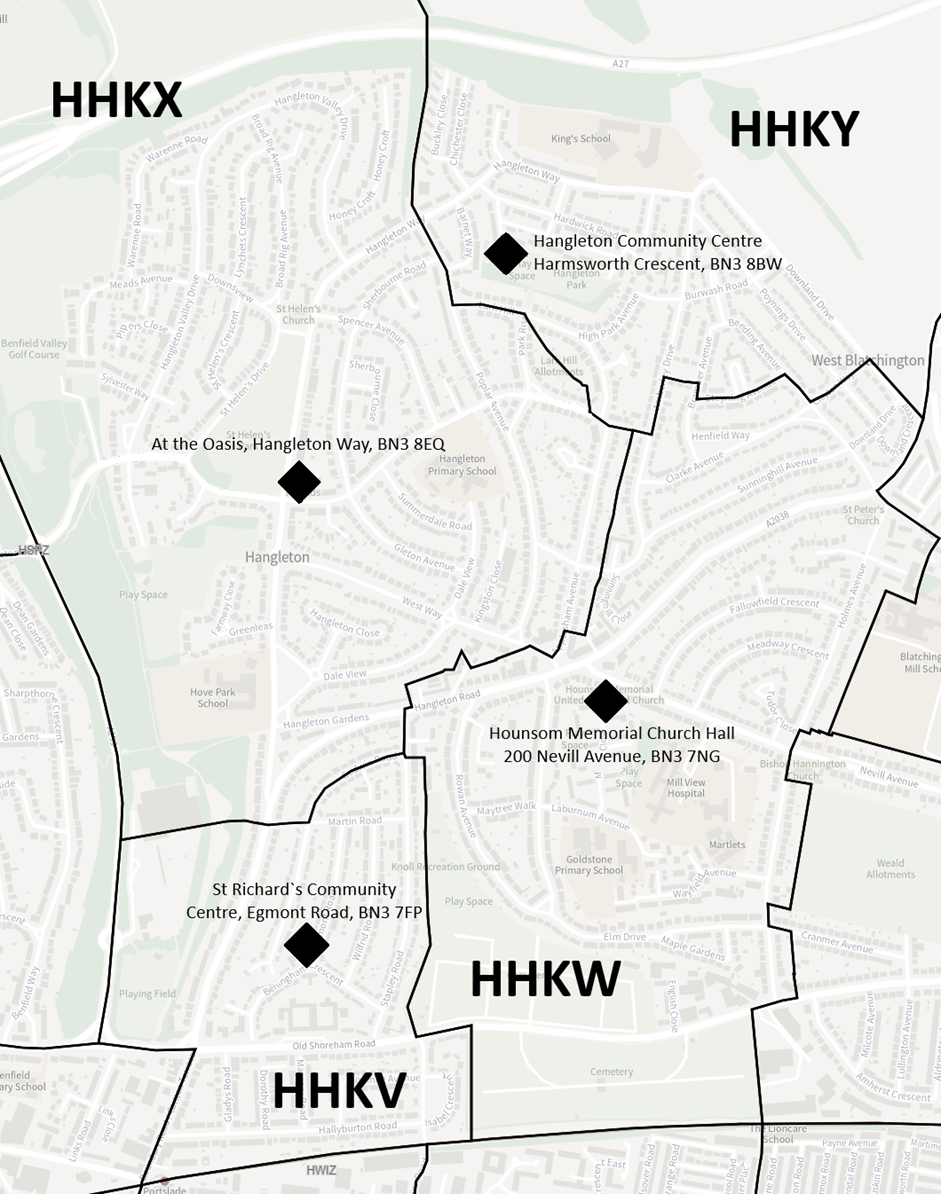 Map of proposed polling district scheme for Hangleton & Knoll ward