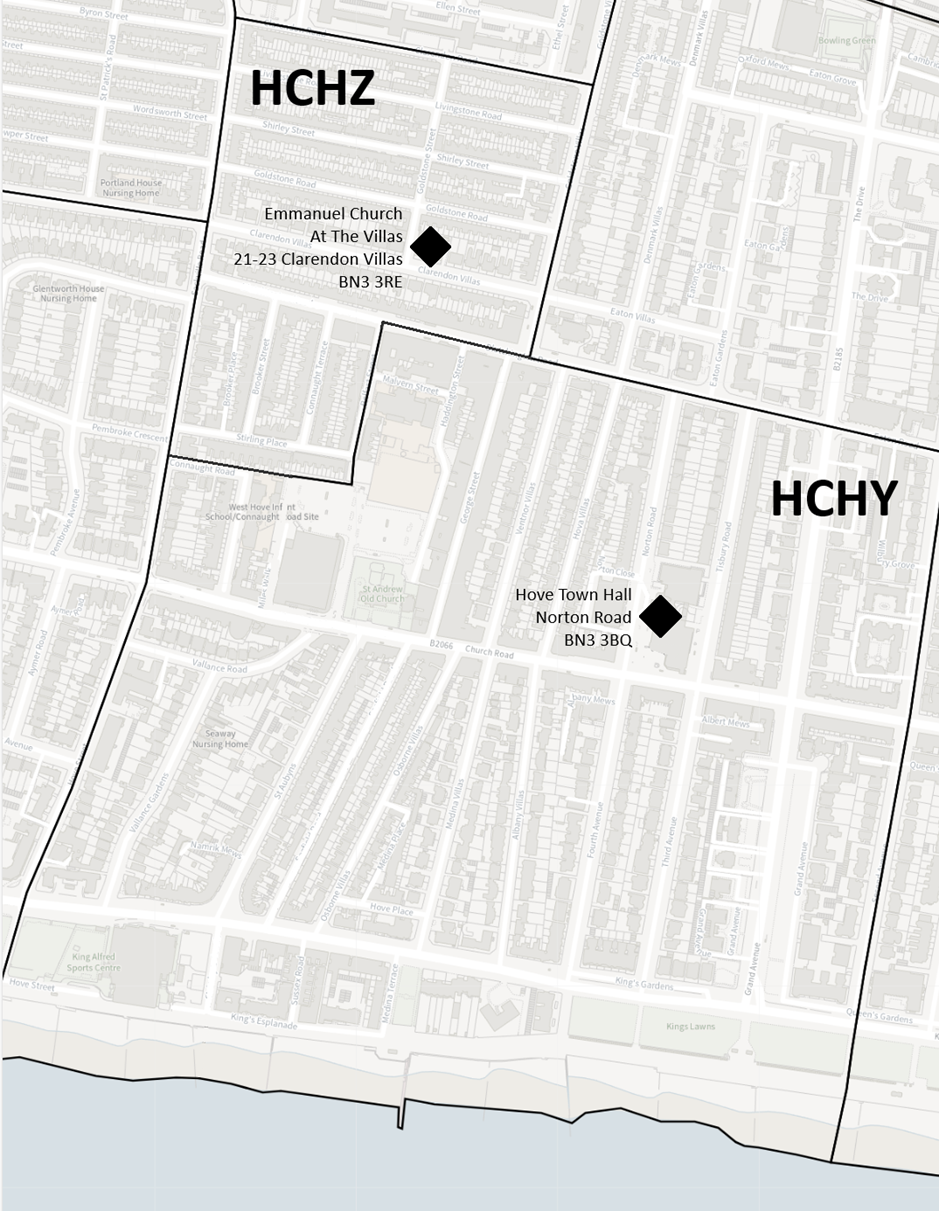 Map of proposed polling district scheme for Central Hove ward