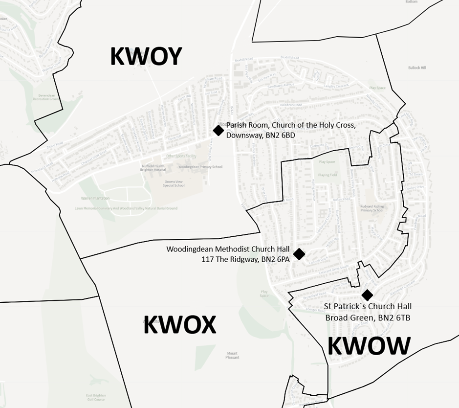 Map of proposed polling district scheme for Woodingdean ward