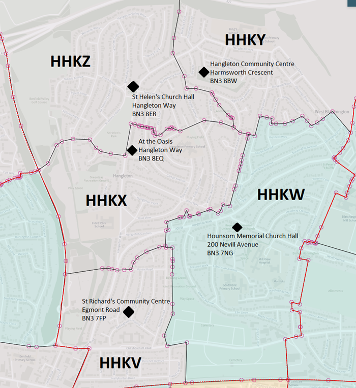 Map of current polling district scheme for Hangleton & Knoll ward