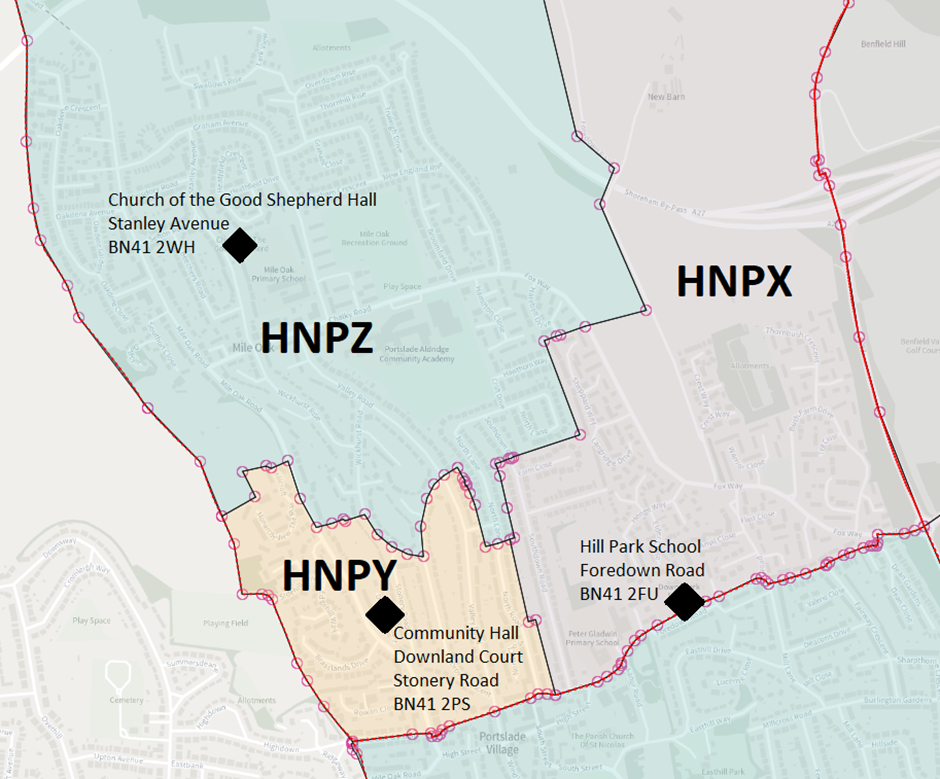 Map of current polling district scheme for North Portslade ward