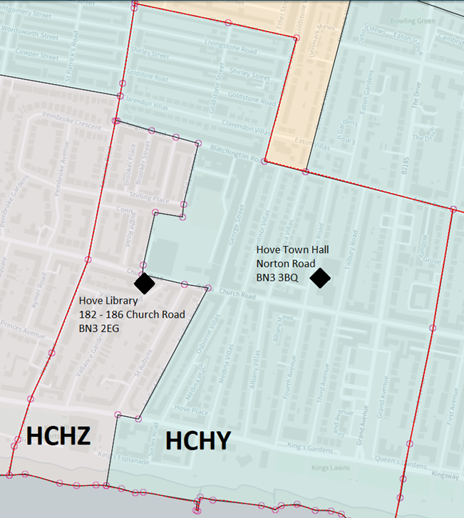 Map of current polling district scheme for Central Hove ward