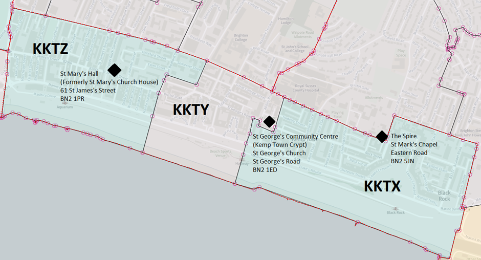 Map of current polling district scheme for Kemptown ward