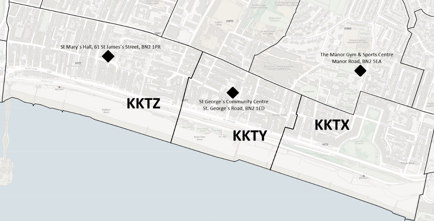 Map of proposed polling district scheme for Kemptown ward